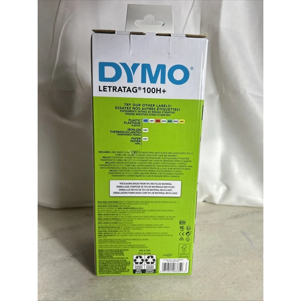 DYMO Portable Printer Handheld Label Maker Black Silver Letratag 100H+ New